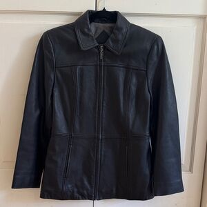 Vintage Valerie Stevens Fitted Leather Zip Jacket with Collar